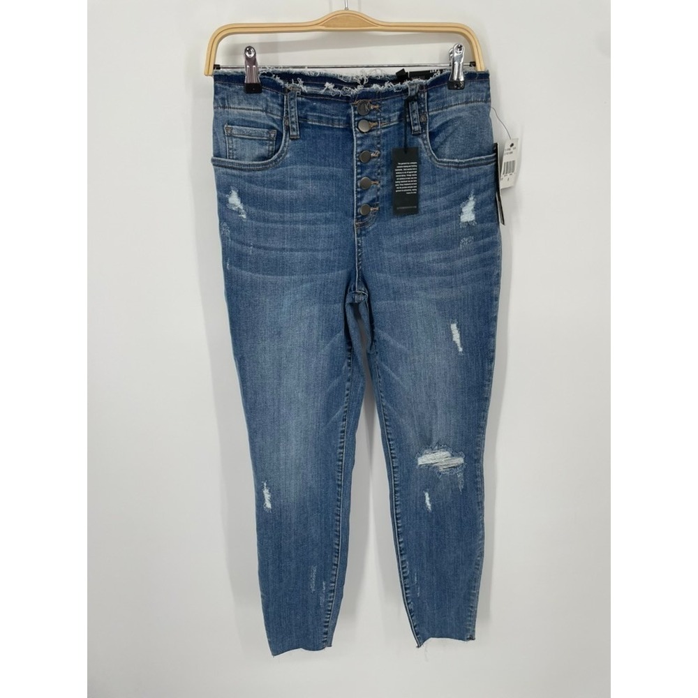 KUT From The Kloth Connie Jeans Womens 8 Blue Denim Ankle Skinny Button Fly NWT